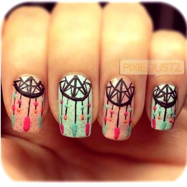 Lots of dream catcher nail designs and ideas. How beautiful and unique with such good meaning. I love it.