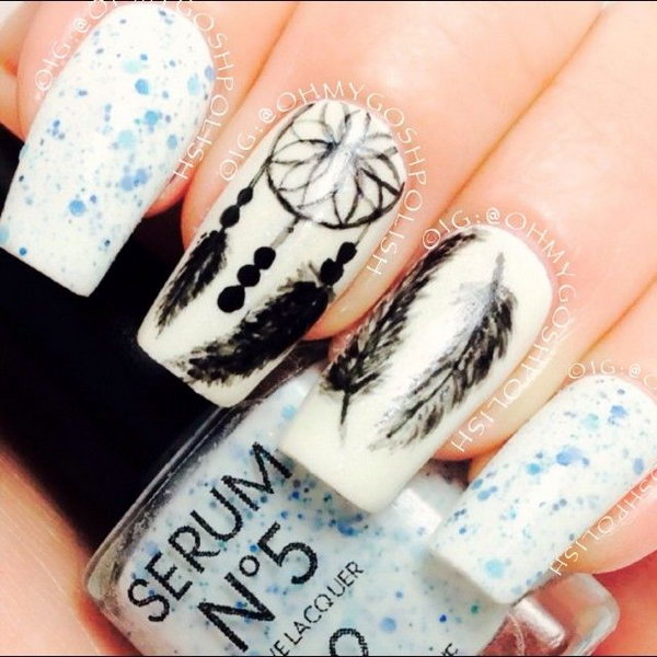 Lots of dream catcher nail designs and ideas. How beautiful and unique with such good meaning. I love it.