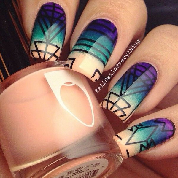 Beautiful Geometric Nail Art. 