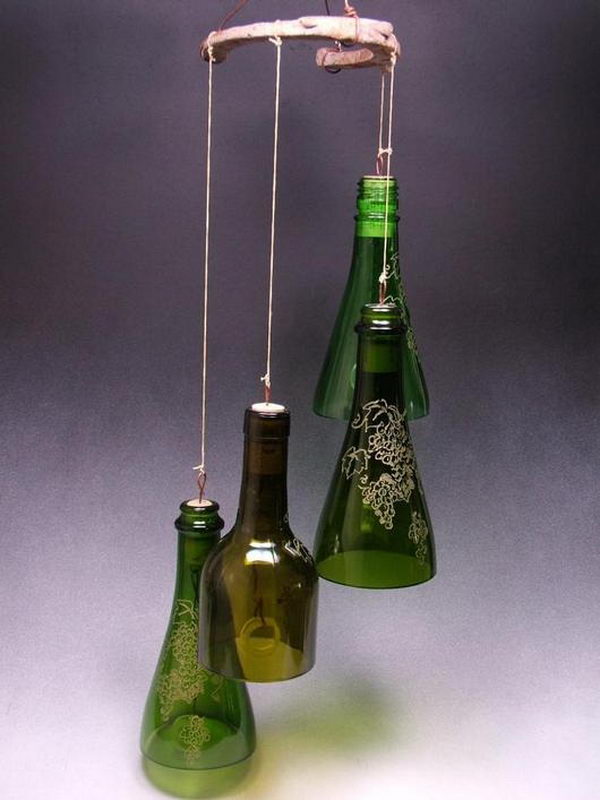 Wine Bottle Wind Chimes. 