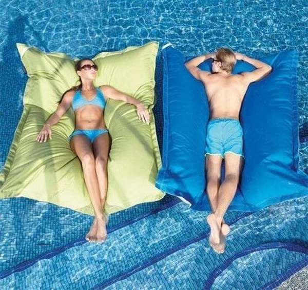 This swimming pool float is constructed of breathable, marine