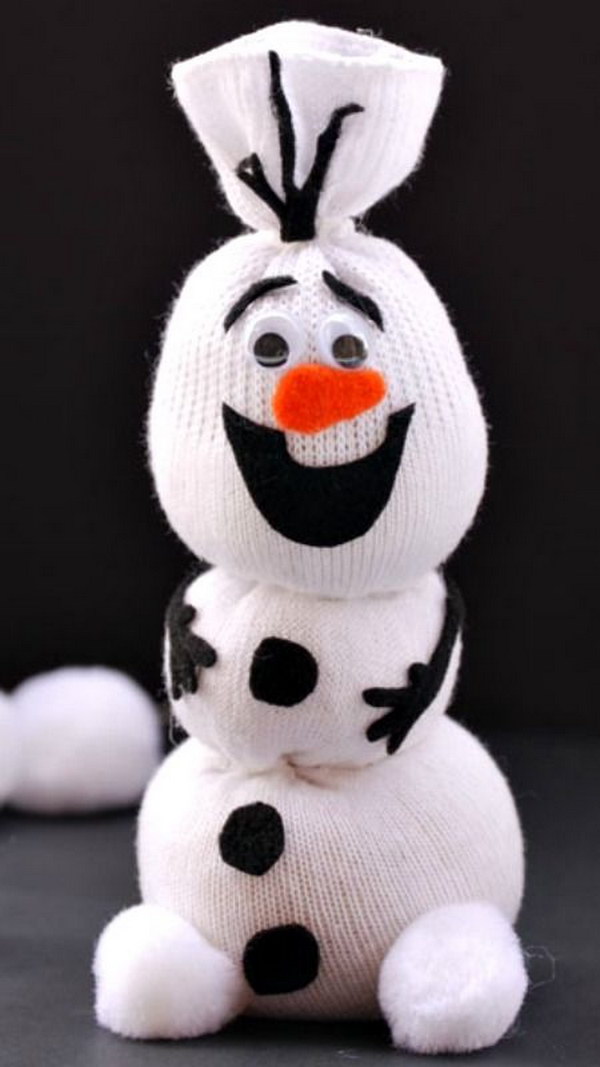 DIY Olaf Sock Snowman. 