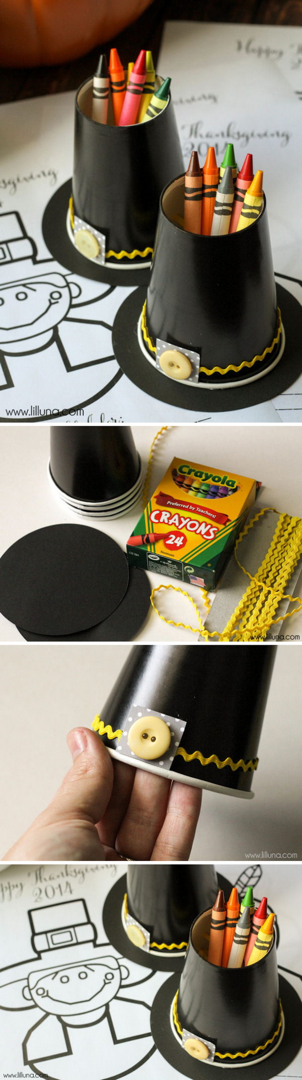 Pilgrim Hat Crayon Cups. 