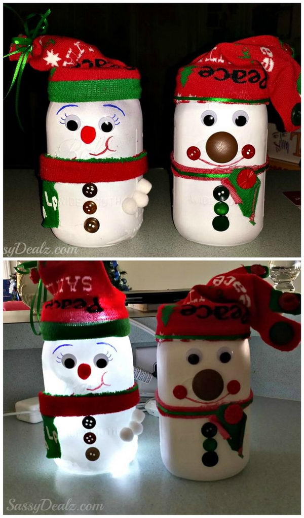 DIY Snowman Mason Jar. 