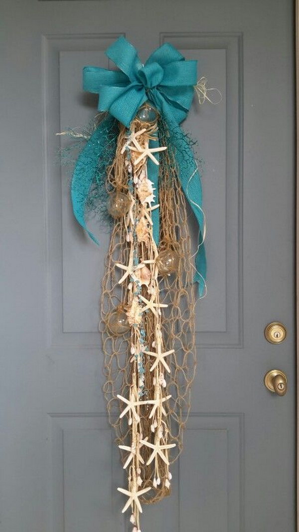 DIY Coastal Christmas Door Swag 