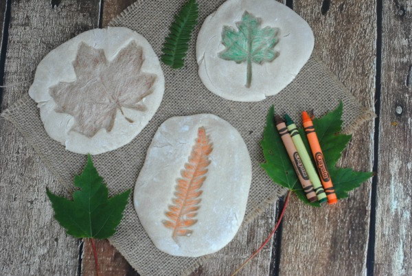 Colored Salt Dough Leaf Impressions. 