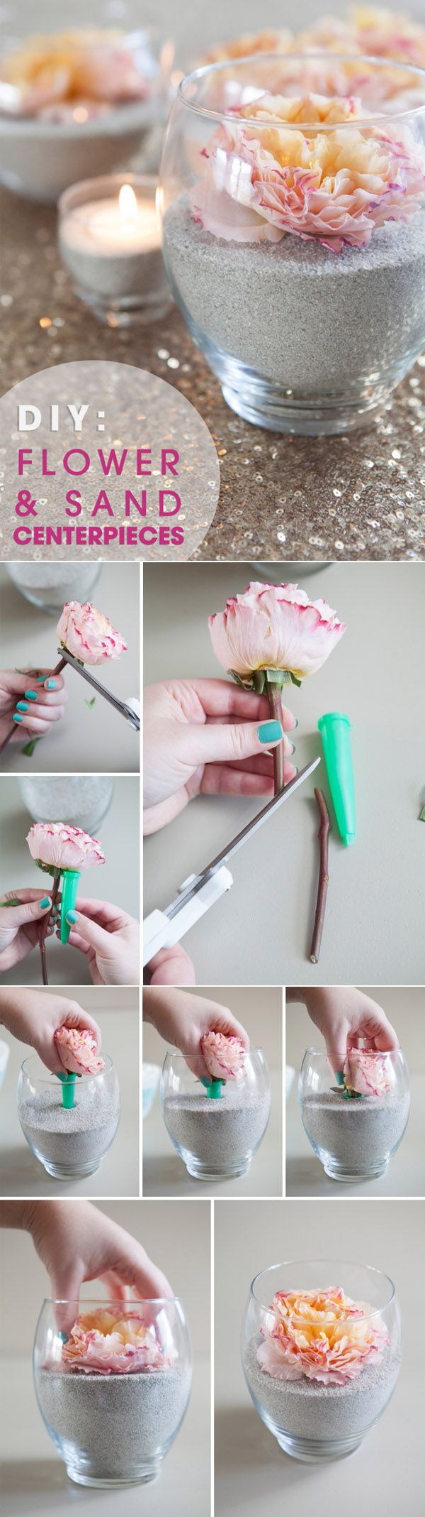 DIY Flower and Sand Centerpieces