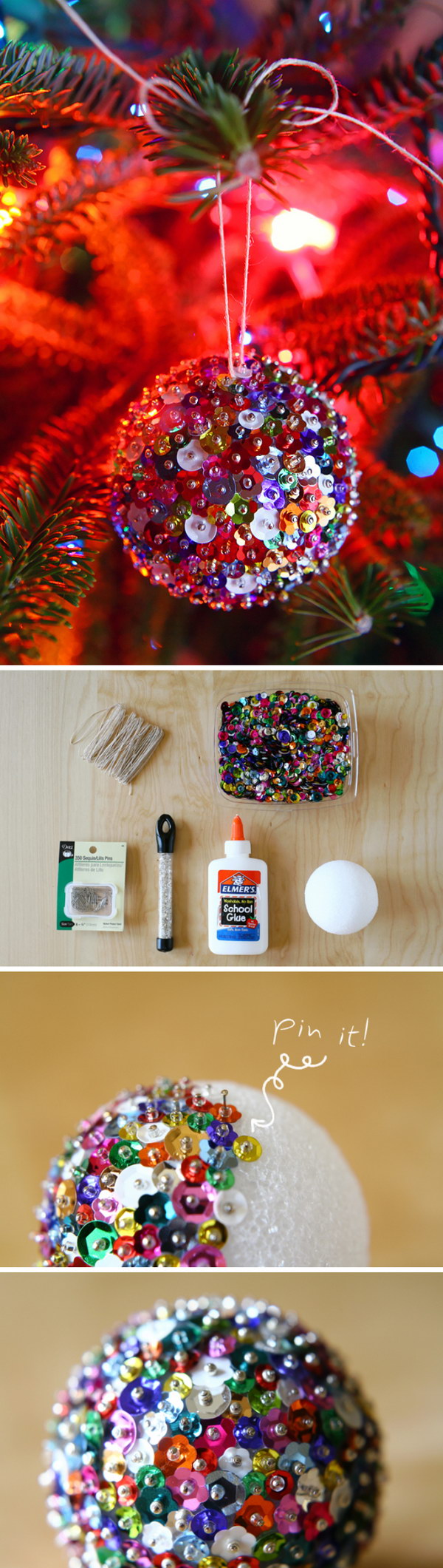 DIY Sequin Sparkles Ornament. 