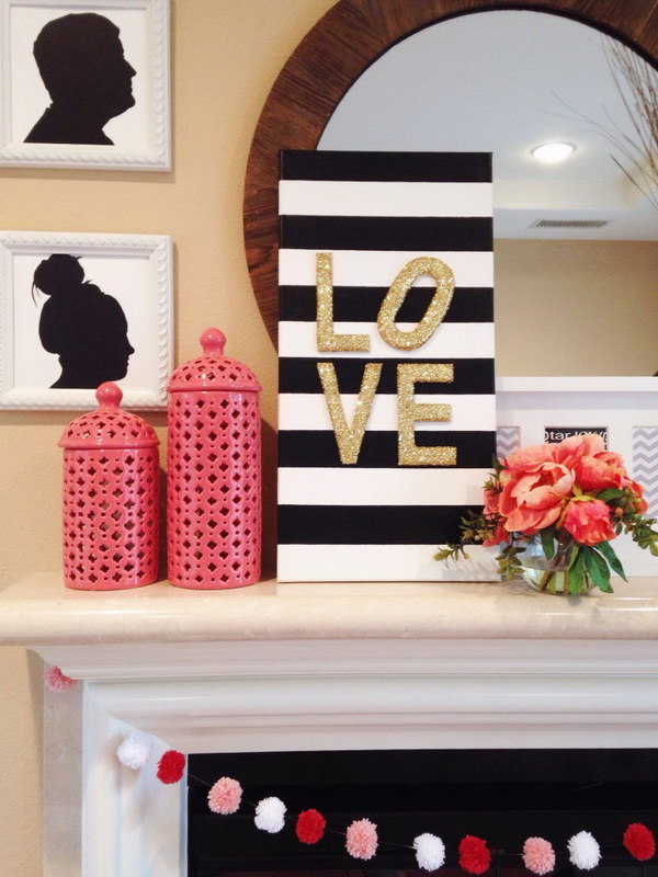 DIY Glitter Love Canvas Sign 