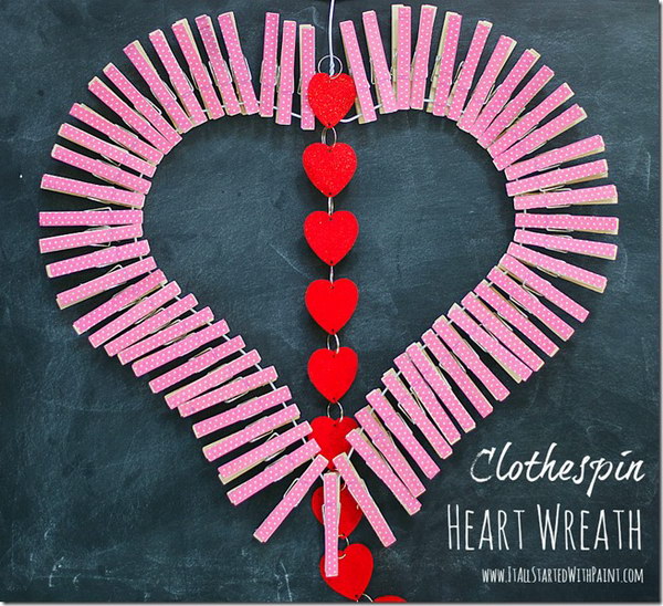 Adorable Clothespin Heart Wreath 