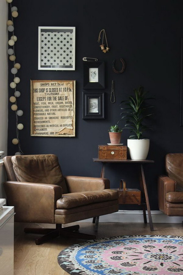 Black Living Room Vintage Furniture And Details. 