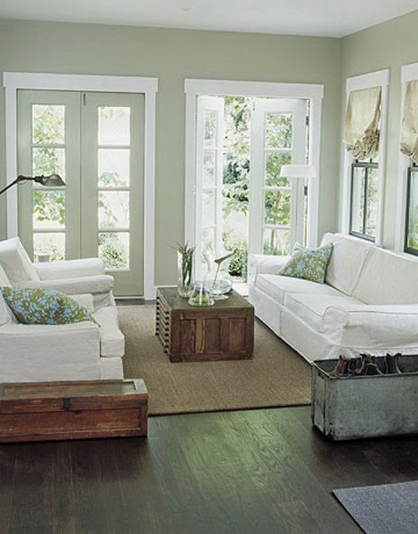 Sage Green And White Living Room