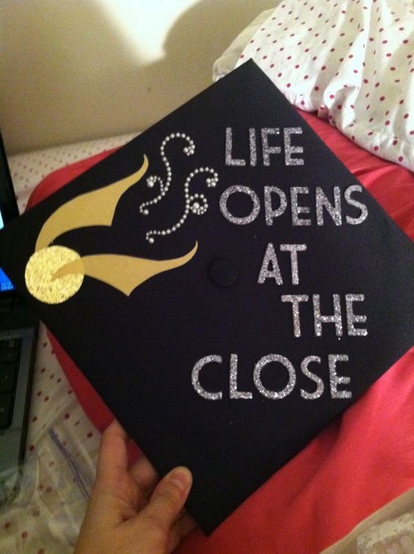 Life opens at the close Harry Potter Graduation Cap. 