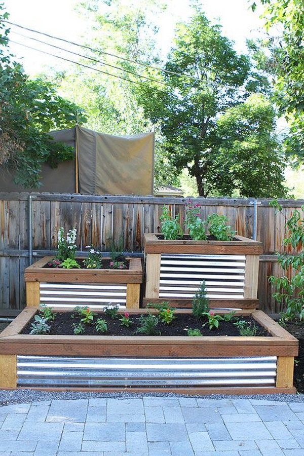 Wood And Steel Raised Garden Beds. 