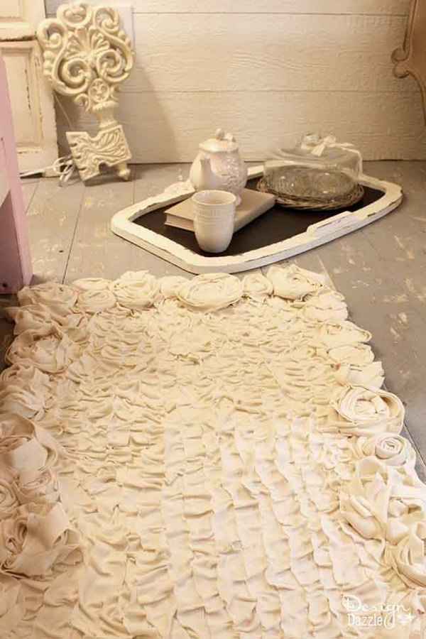 Shabby Chic Ruffles and Roses Rug 