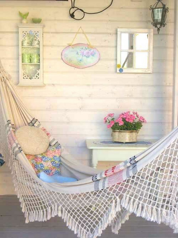 Shabby Chic Patio With Romantic Hammock 