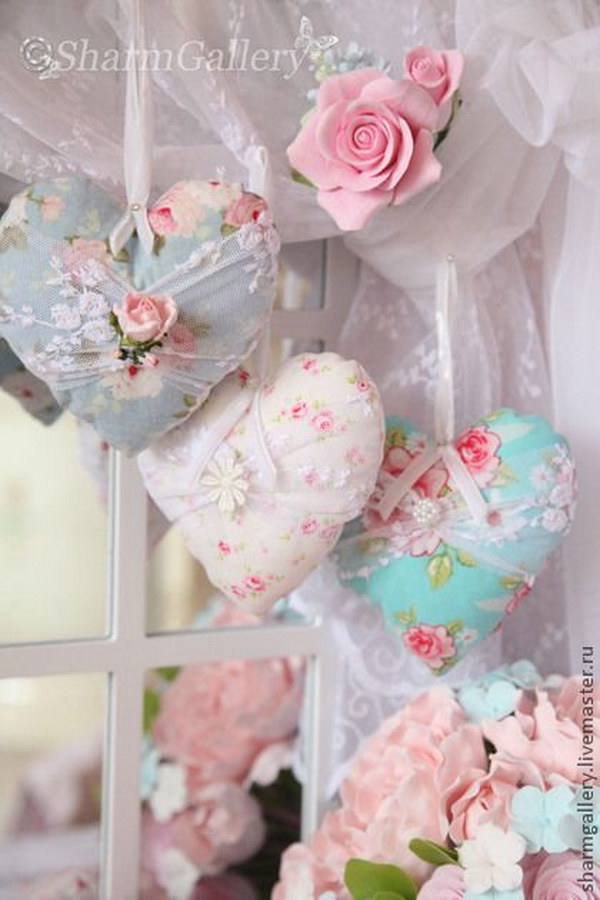 Shabby Chic  Sew Fabric Hearts  