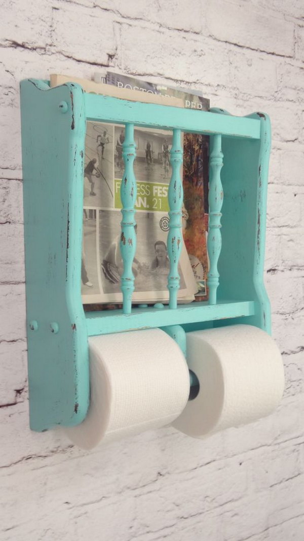 Turquoise Toilet Paper And Magazine Holder 