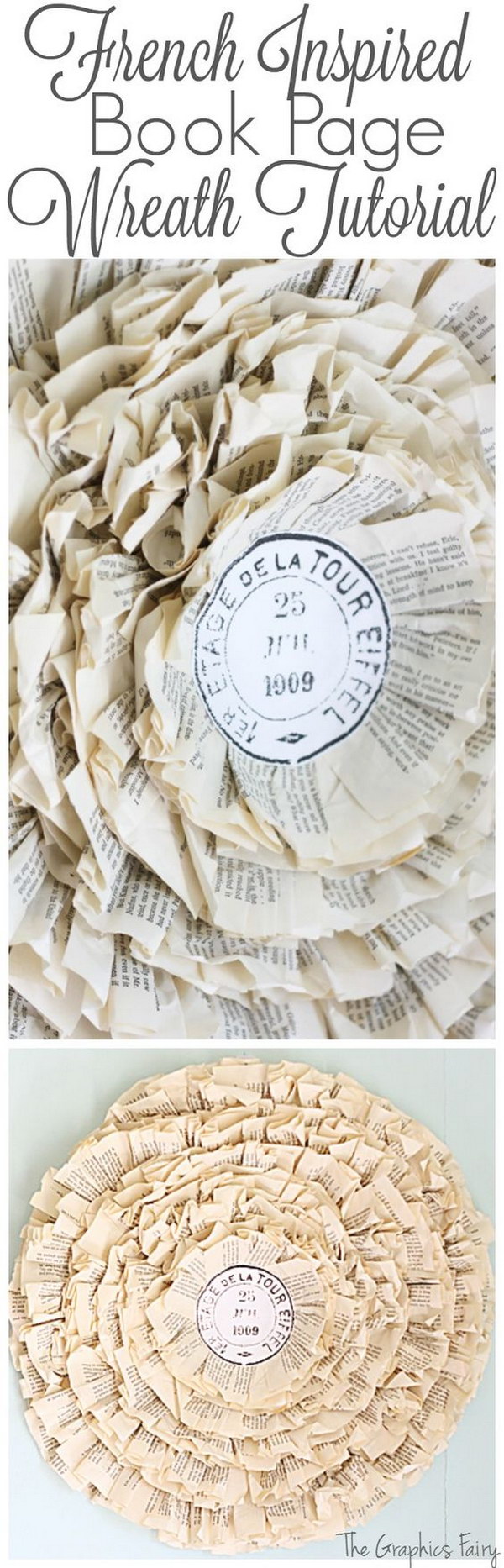 Paris Postmark Book Page Wreath 