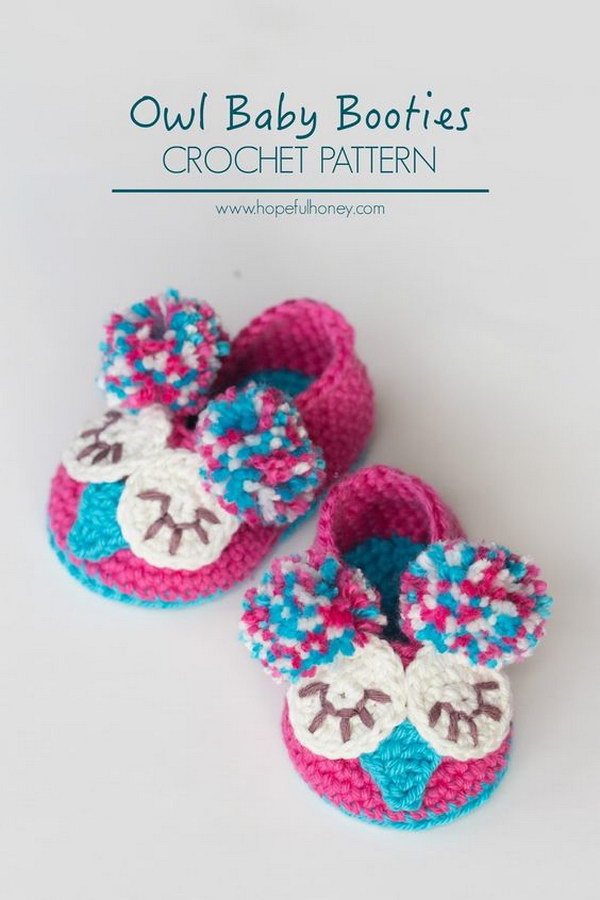 Crochet Owl Baby Booties Tutorial. 