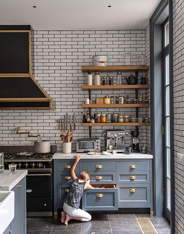 White Hexagon Backsplash Dark Grout