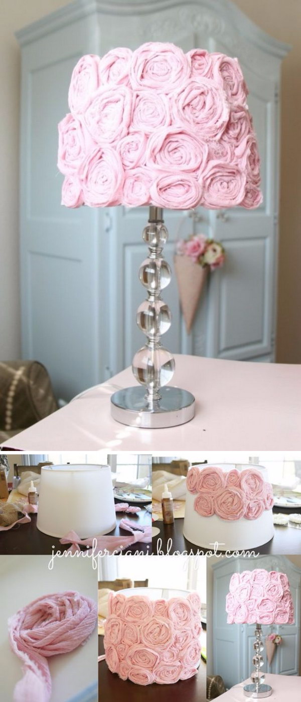 DIY Pink Rose Lamp 