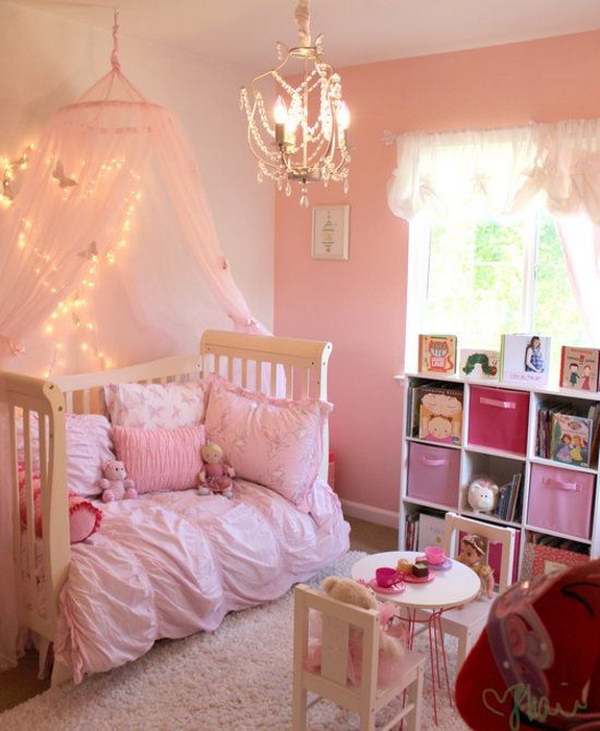 Canopy Bed with String Lights 