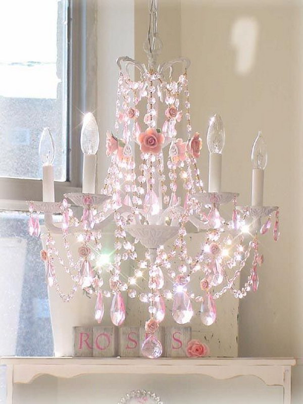 Pink Crystal Chandelier 