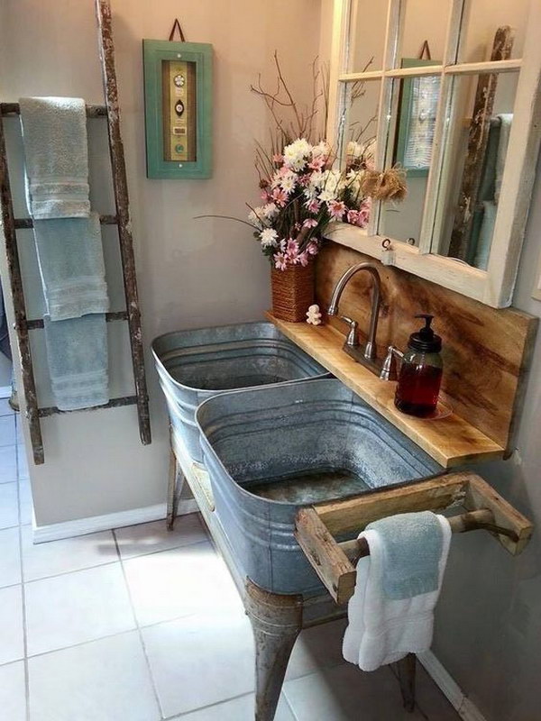 Rustic Farmhouse Bathroom Ideas - Hative