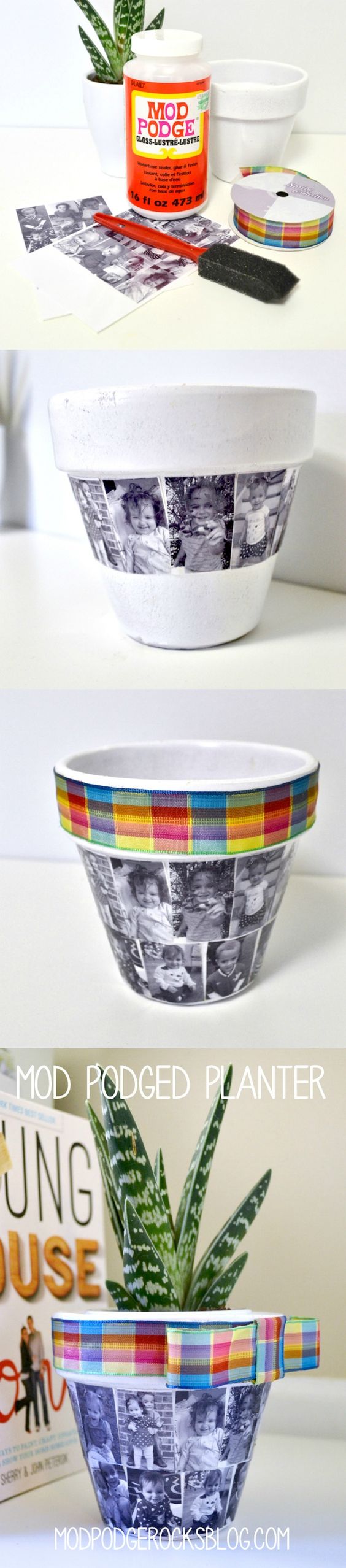 Mod Podge Photo Flower Pots 