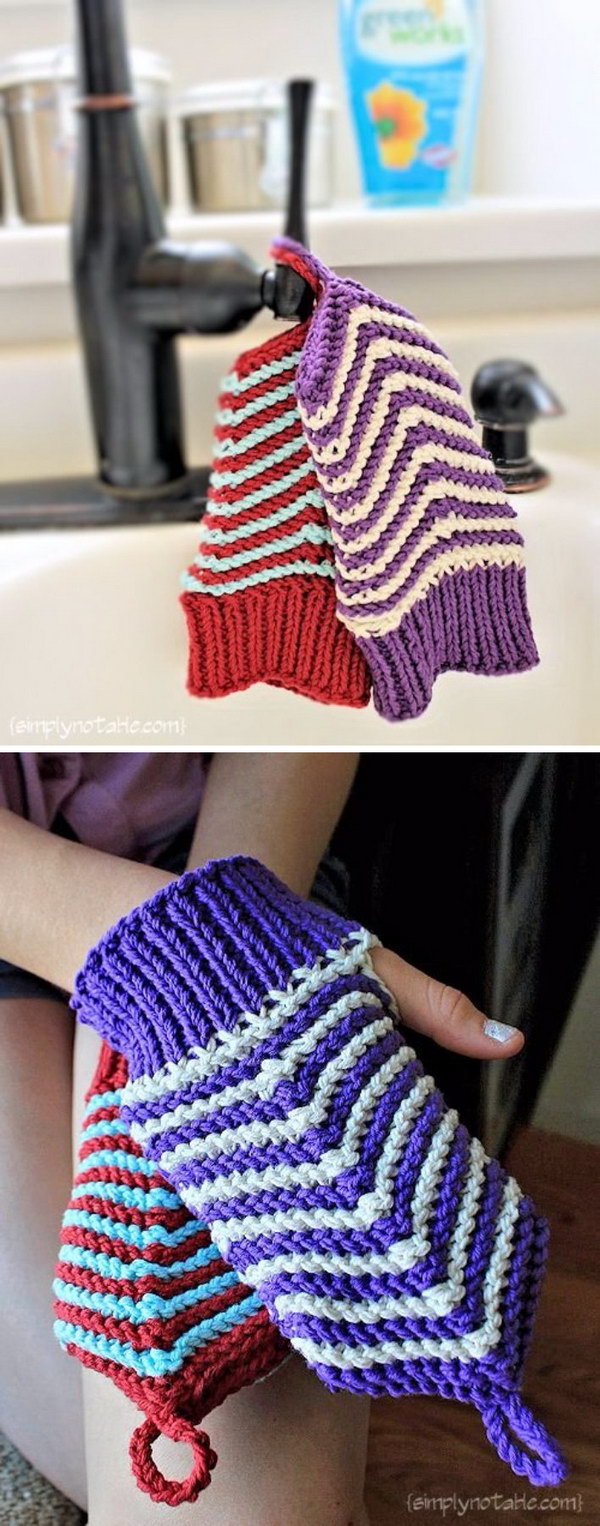 Chevron Scrubby Mitts. 