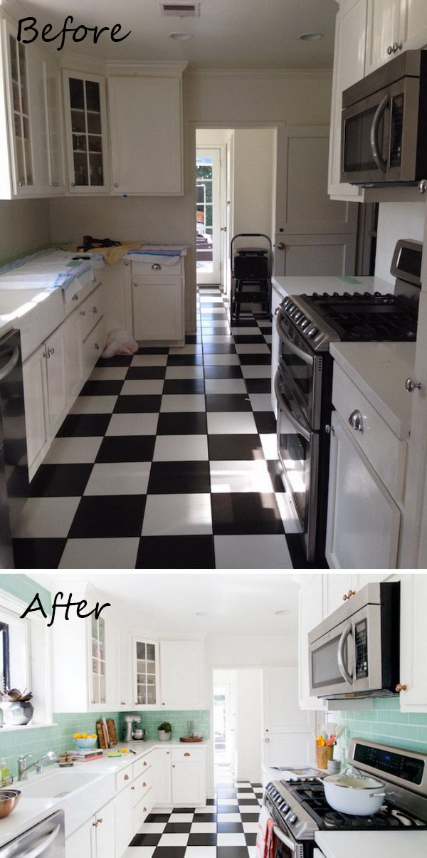 Big Kitchen Reveal by Just Adding a Tile Backsplash and New Door Knob. 