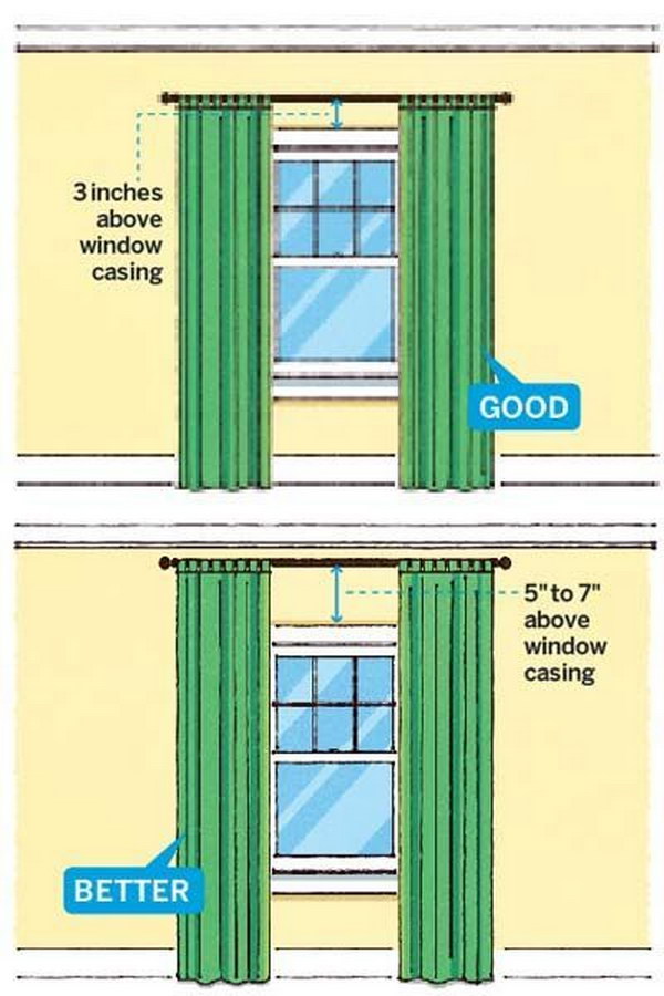 Hang Curtains Higher Than The Windows To Make Room Look Bigger!