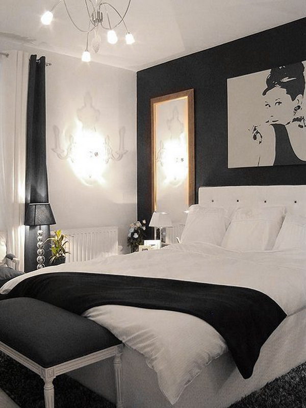 Small Glamorous Black & white bedroom.