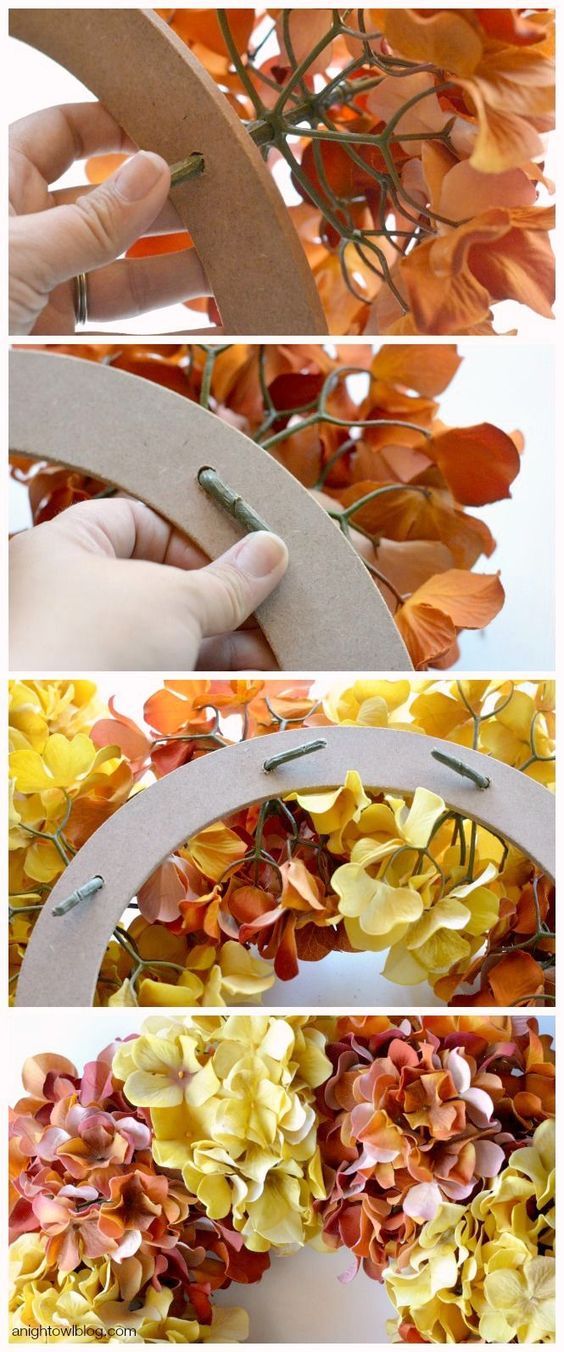 Easy Fall Hydrangea Wreath. 