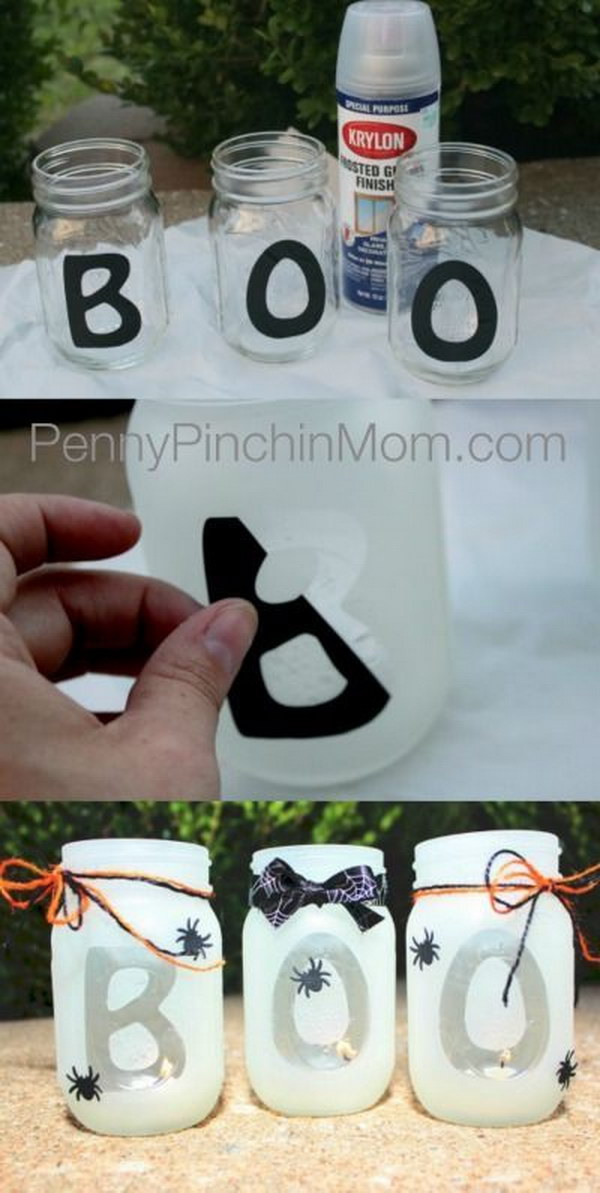 DIY Halloween Mason Jar Lantern. 