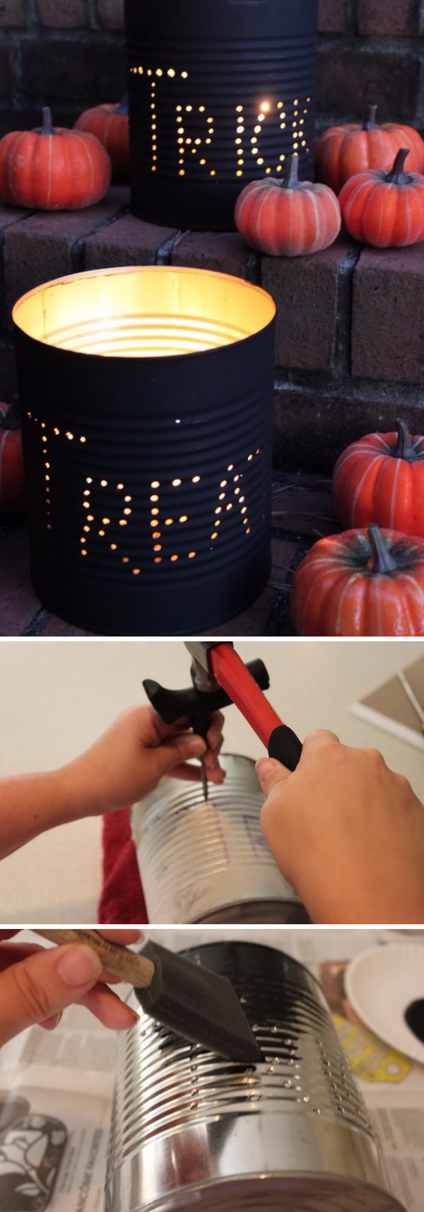 Halloween Tin Can Luminaries. 