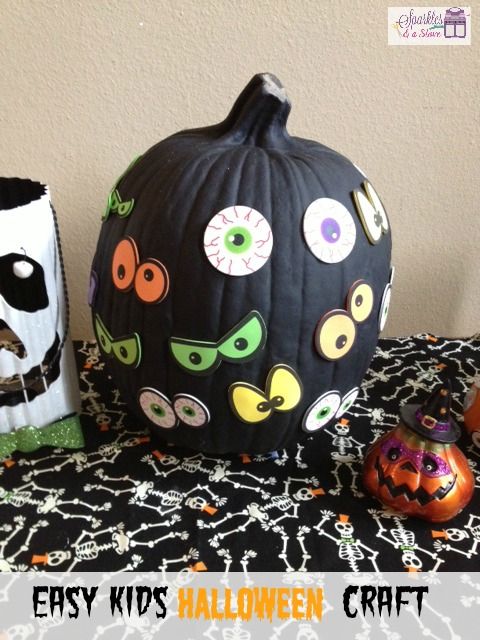 Pumpkin Decoration with Spooky Eyes Paper Crafts. 