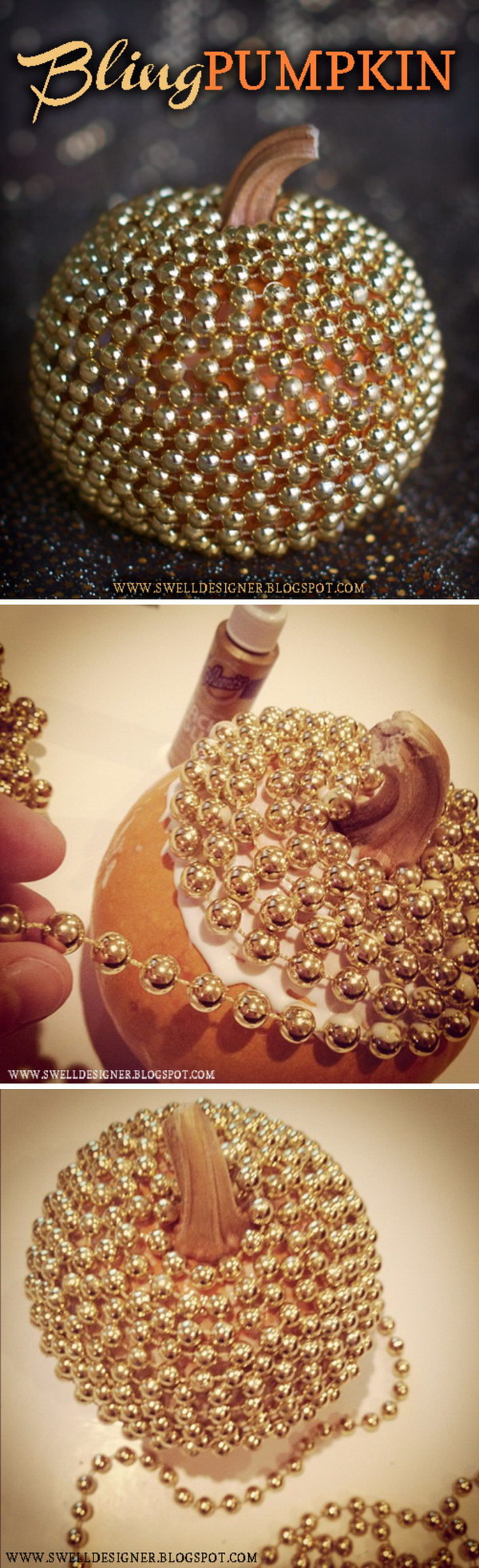 DIY Gold Bling Pumpkin. 