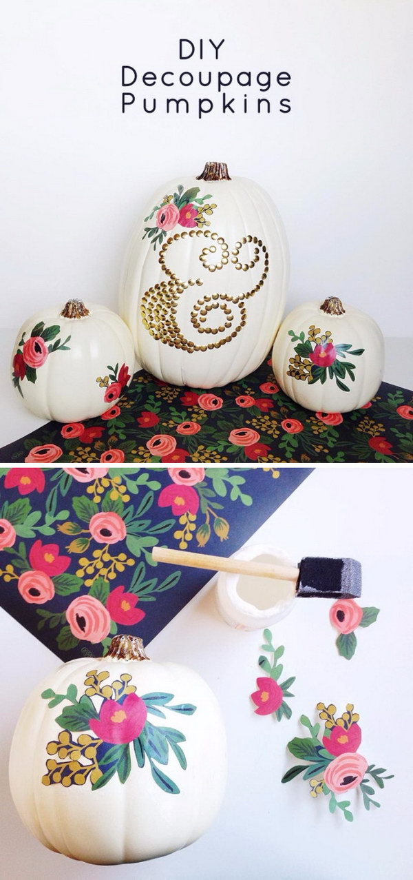 No Carve Decoupage Pumpkins. 