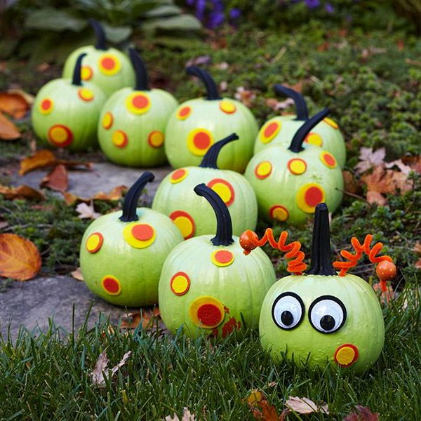 Caterpillar Painted Pumpkins. 