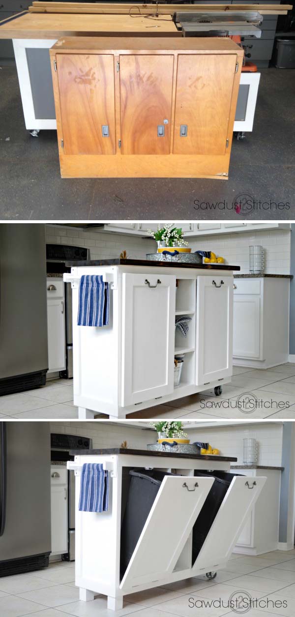 DIY Useful Kitchen Island from an Old Cabinet . 