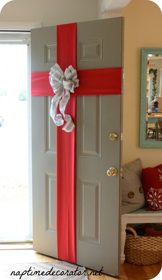 Front Door Wrapped Present. 