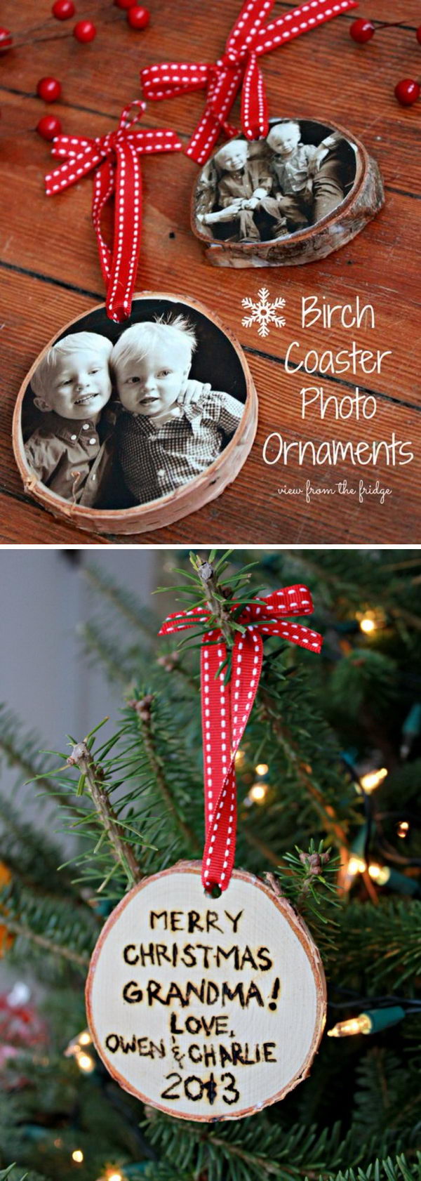 DIY Wood Slice Photo Ornament. 