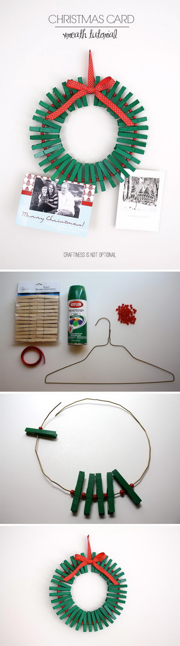 Christmas Card Clothespin Wreath Tutorial. 