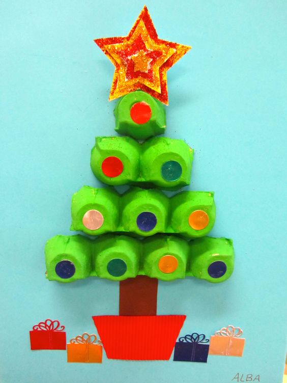 Egg Carton Christmas Tree. 