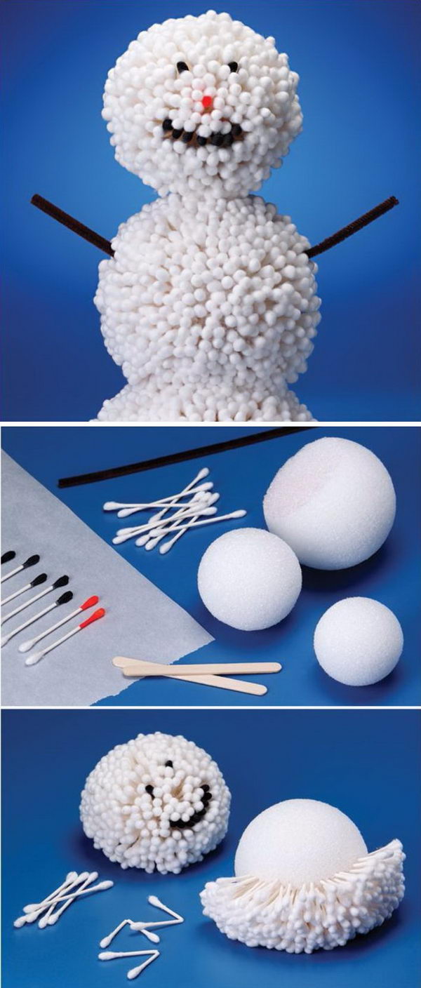 DIY Q tip Snowman. 