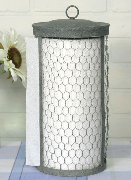 Chicken Wire Farmhouse Paper Towel Holder. 