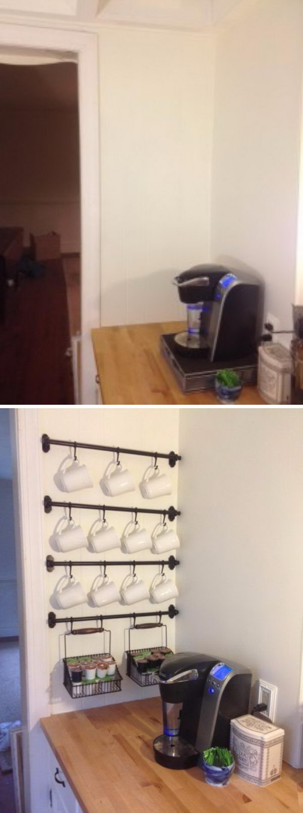 DIY Coffee Mug Wall Rack. 