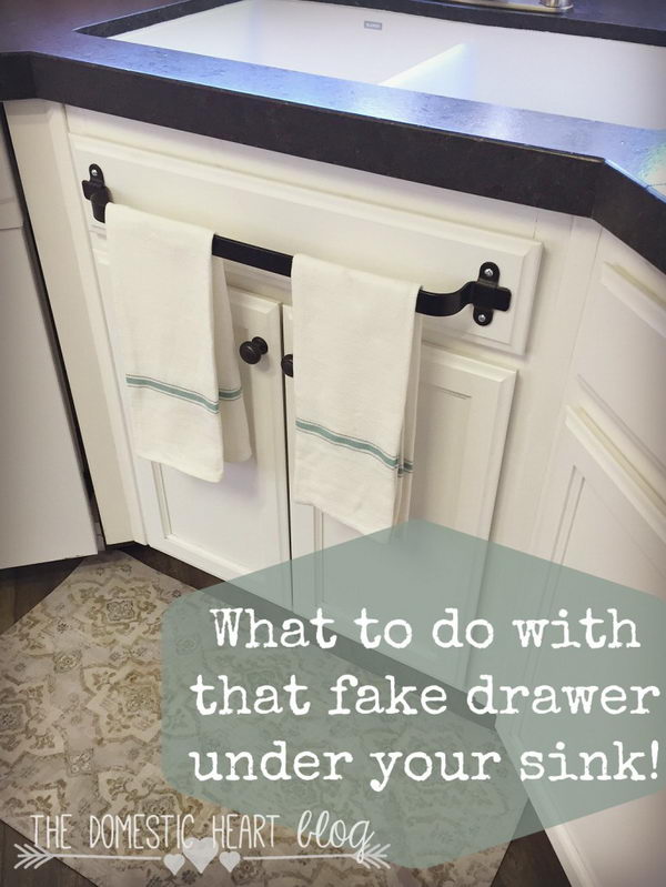 Fake Drawer Towel Bar. 